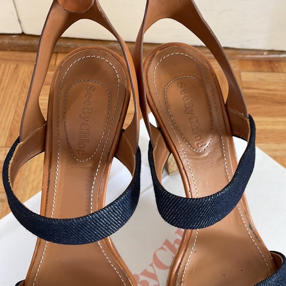 See by Chloe Leather Platform Wedge Sandals - Picture 5 of 10